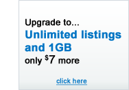 Upgrade to unlimited listings and 1GB only $7 more!